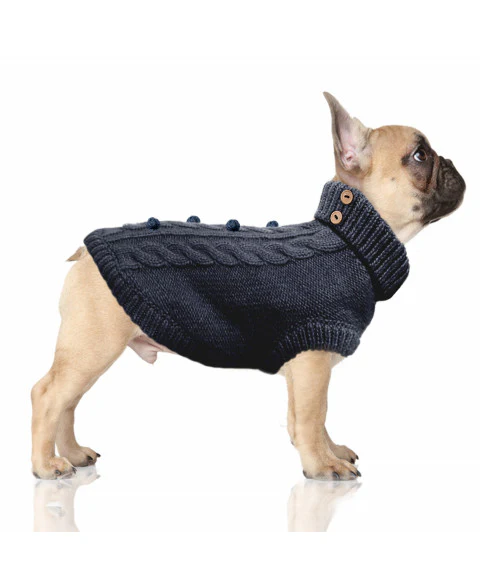 Pull pour chien Torsade Keelan bleu marine - Tailles classiques, bouledogues et teckels – Image 2